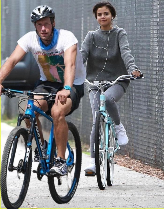 Selena Gomez And Chris Martin Riding Bikes Around Malibu
